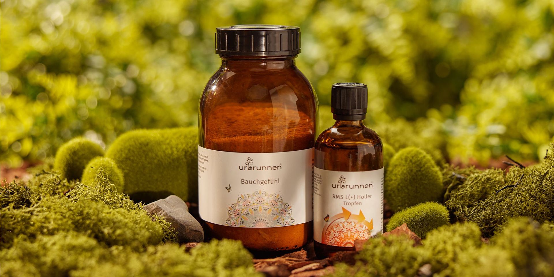 Urbrunnen Bauchgefühl und Holler Tropfen im Grünen, Fokus auf Gesundheit und Wohlbefinden