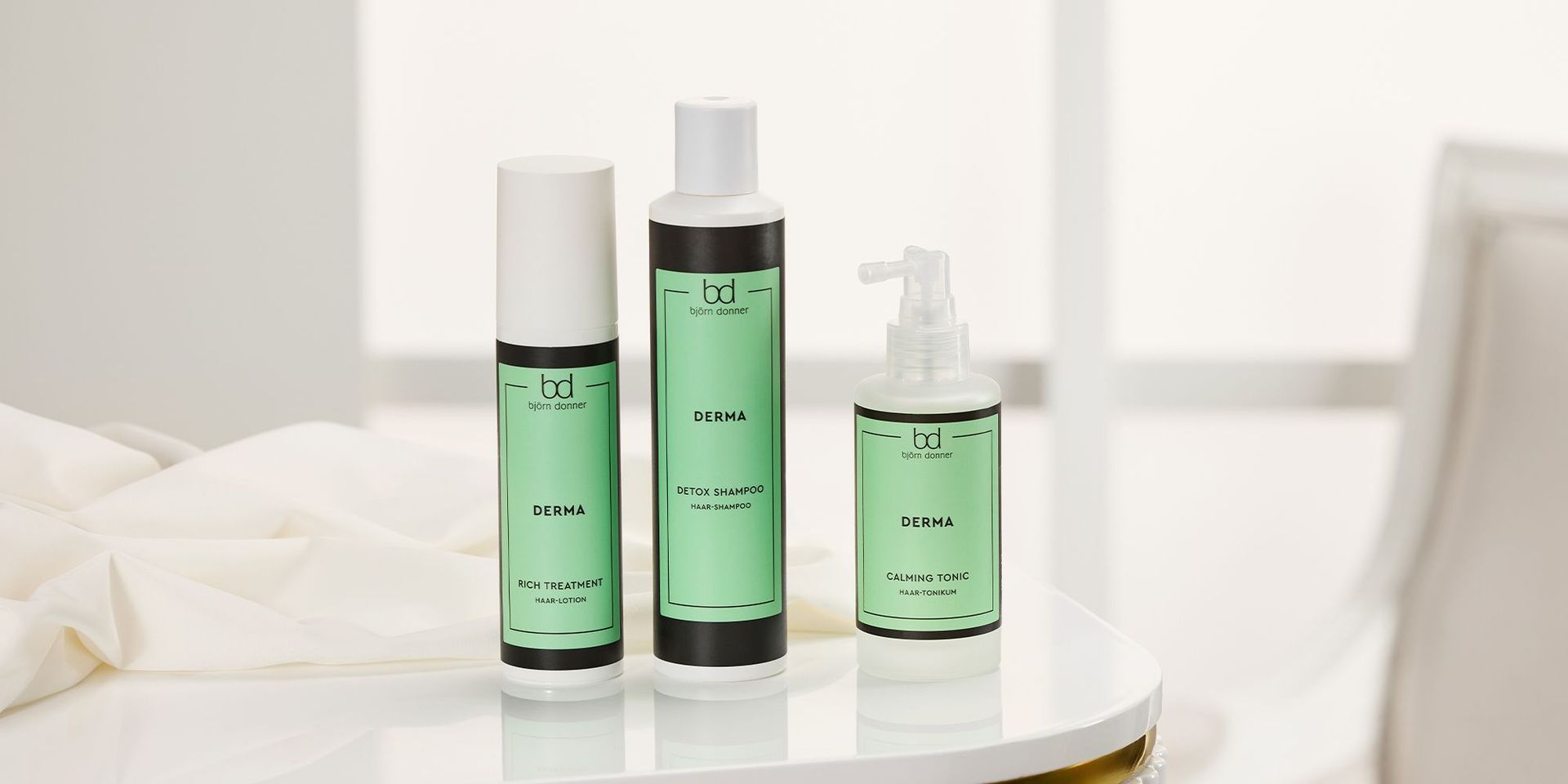 Björn Donner – Ausgewählte Produkte aus der Haarpflegelinie Derma