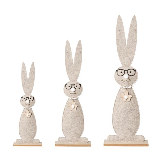 Produktbild von Filzhasen "Bobby" auf Holz, Osterdeko, 3er-Set