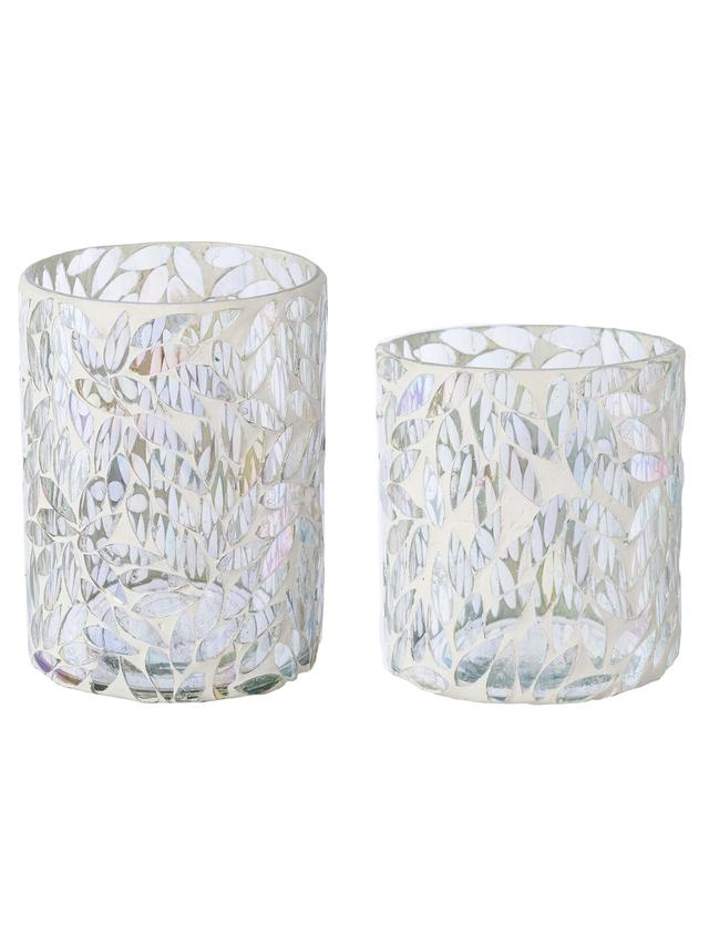 Produktbild von Teelicht "White Flower" aus Glas, Mosaikoptik, 2er-Set
