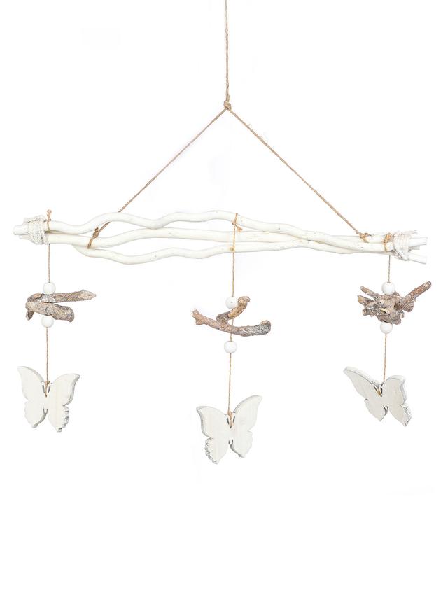 Produktbild von Deko-Hängemobile mit Schmetterlingen zum Aufhängen, aus Holz, 2er-Set