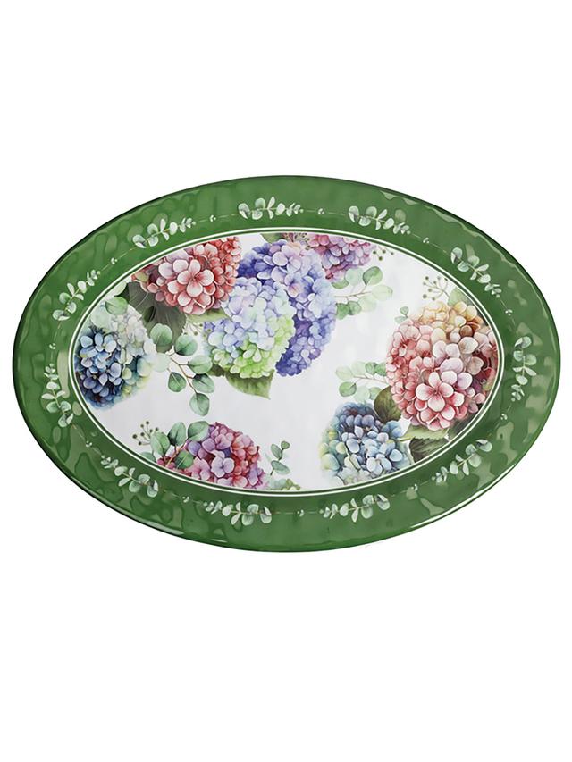 Produktbild von BRANDANI Servierschale "Flora" oval, Melamin, Hortensien, 50,5 x 35,5 cm