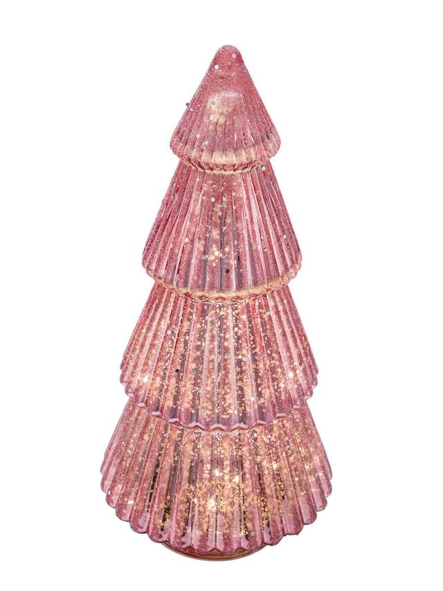 Produktbild von Glas Tannenbaum mit Glitzer & LED, batteriebetrieben, 39 cm