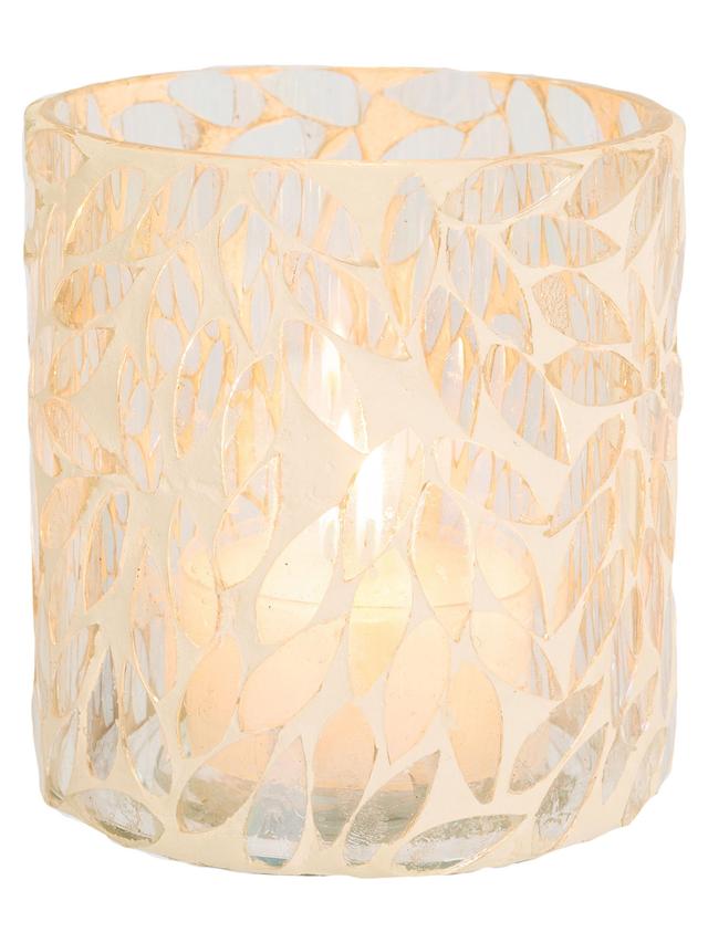 Produktbild von Teelicht "White Flower" aus Glas, Mosaikoptik, 2er-Set