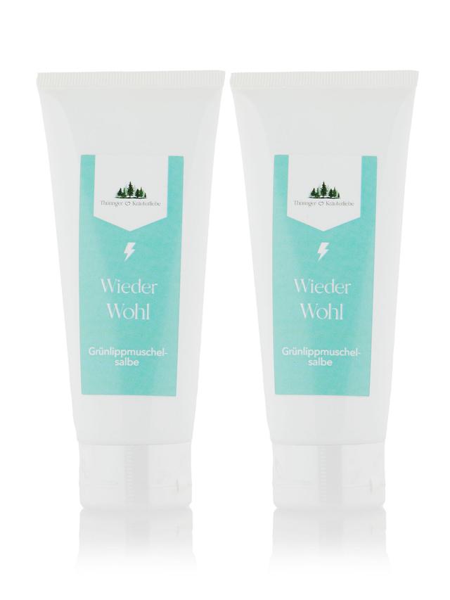Produktbild von Grünlippmuschel Salbe "Wieder Wohl" mit Weihrauch, Kampfer & Rosmarin, wohltuend, 2er-Set, 200 ml