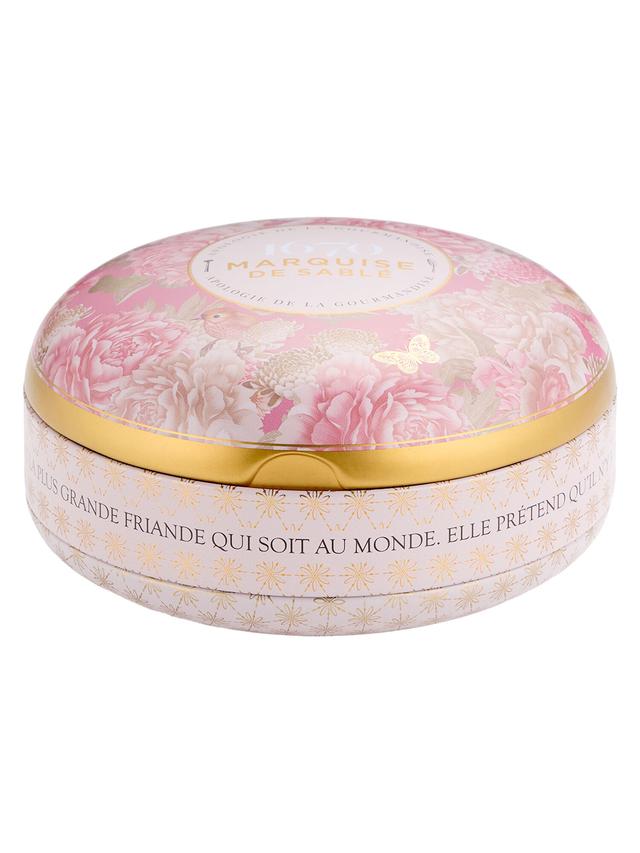 Produktbild von La Sablésienne Butterkekse "Marquise de sablé" mit Aprikosenstückchen, in roségoldener Metalldose, 175 g