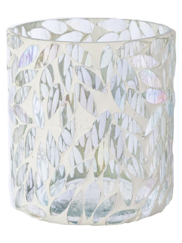 Produktbild von Teelicht "White Flower" aus Glas, Mosaikoptik, 2er-Set