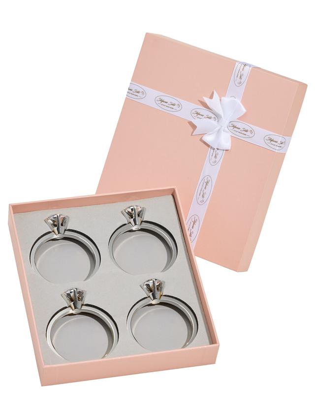 Produktbild von Serviettenringe als Diamantring, Glas, Aufbewahrungsbox, 4er-Set