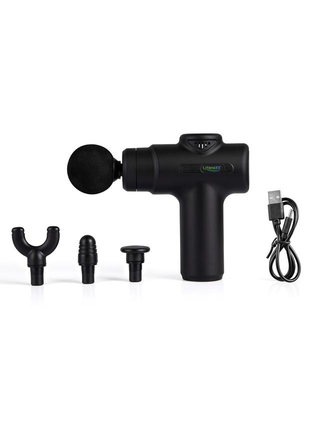 Produktbild von LifenaXX Massagepistole mit 4 Aufsätzen gegen verspannte Muskeln, kabellos, 25 W