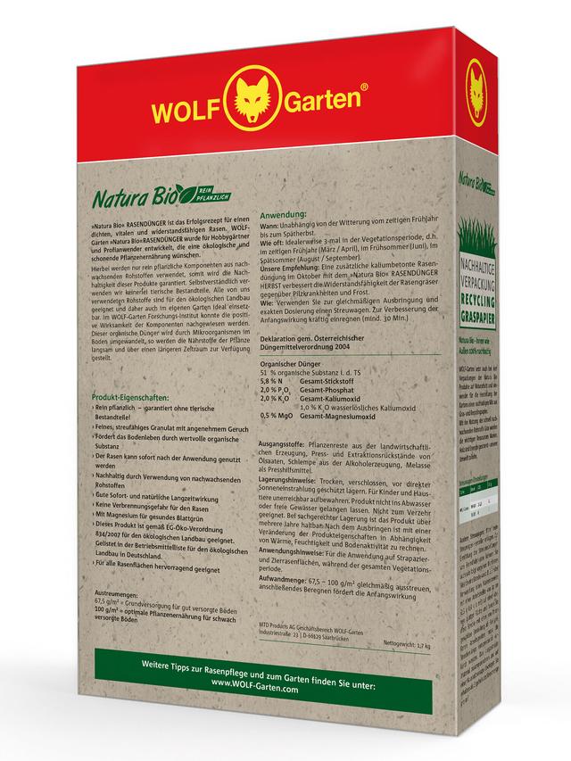 Produktbild von Rasendünger "Natura Bio" 1,7 kg für 25 m²