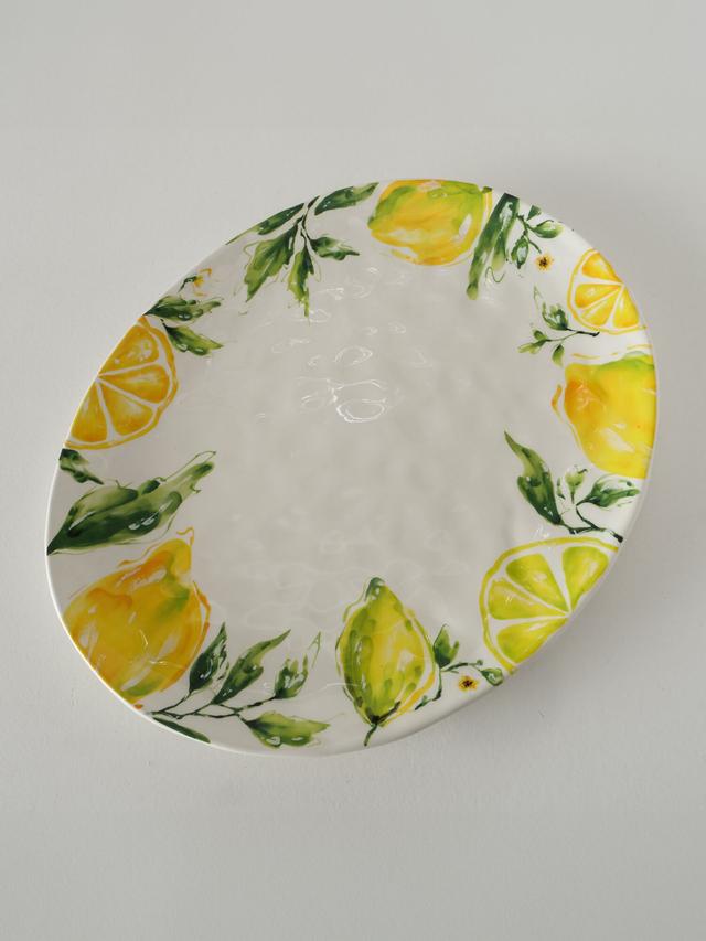 Produktbild von Servierteller "Lemontree" Zitronenmuster, Keramik, lebensmittelecht, 39 cm