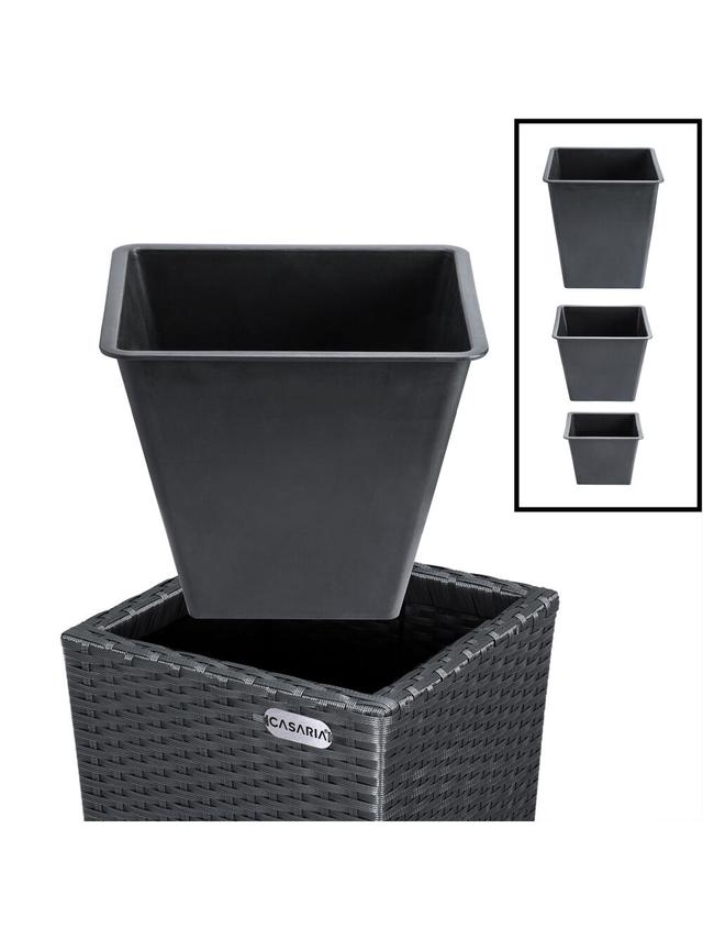 Produktbild von CASARIA® Pflanzkübel aus Polyrattan, 3 verschiedene Größen, Schwarz, 3er-Set