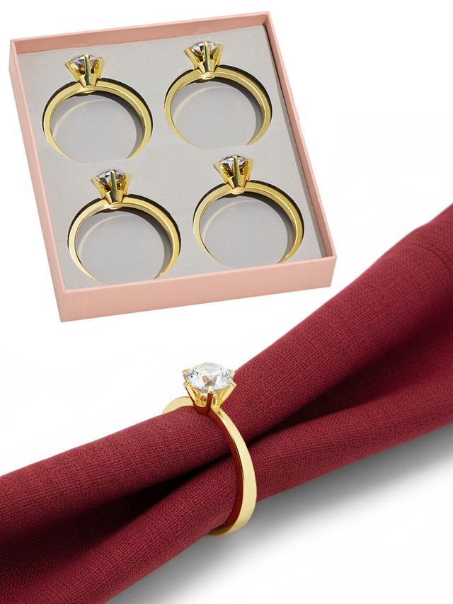 Produktbild von Serviettenringe als Diamantring, Glas, Aufbewahrungsbox, 4er-Set