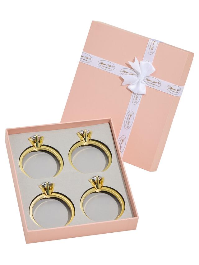 Produktbild von Serviettenringe als Diamantring, Glas, Aufbewahrungsbox, 4er-Set