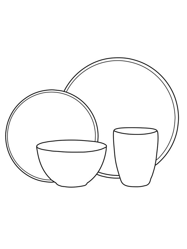 Produktbild von Keramik-Geschirrset "Moon" 100 % handgefertigt, 16-teilig