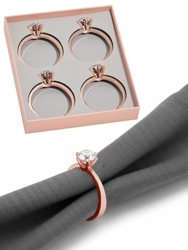 Produktbild von Serviettenringe als Diamantring, Glas, Aufbewahrungsbox, 4er-Set